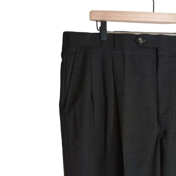 Burberry Vintage Wool Charcoal Gray Plaid 2 Piece Double Breasted Suit Size 41 - Picture 12 of 15